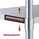 Galvanized Under Shelf for Work Tables - DuraSteel Extra Adjustable Lower She...