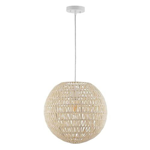 JONATHAN Y JYL6503B Luna 15.75" 1-Light Bohemian Modern Woven 15.75 in, Cream