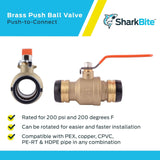 SharkBite 1-1/2 Inch Ball Valve, Push to Connect Brass Plumbing Fitting, Wate...