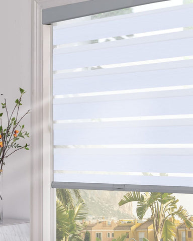 Persilux Blackout Cordless Zebra Blinds for Windows (35" W x 72" H, Light Gre...