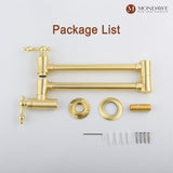 MONDAWE Brushed Gold Pot Filler Faucet, Wall Mount Stove Faucet, 1.8 GPM Retr...