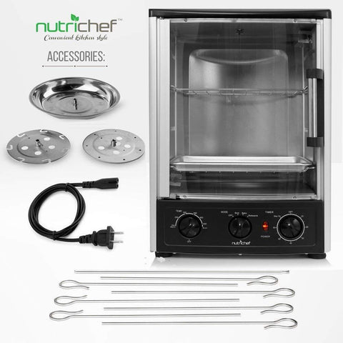 Nutrichef Vertical Countertop Oven with Rotisserie, Bake, Broil, & 1500W