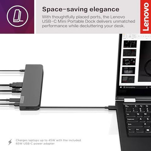 Lenovo USB-C Mini Dock, 7-in-1 Portable Dock with HDMI, VGA, USB-C, USB Grey