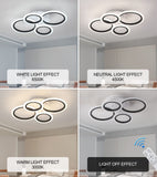 LED Modern Flush Mount Ceiling Light with Remote Control Black and White Clos...