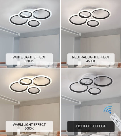 LED Modern Flush Mount Ceiling Light with Remote Control Black and White Clos...