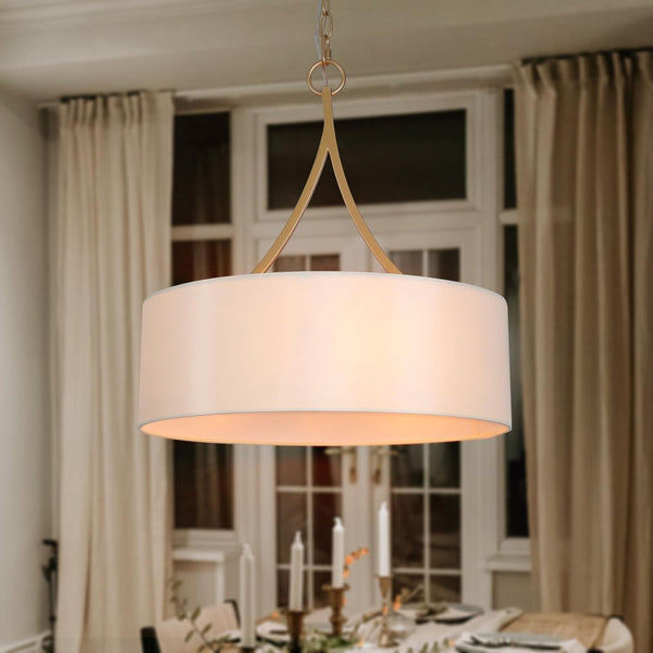 KSANA Drum Pendant Chandelier 3-Light Gold Chandelier 17.5 inch Modern Farmho...