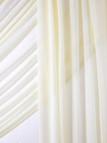 6 Panels Wedding Arch Fabric Drape Ivory 6 Yards Sheer Backdrop Curtain Chiff...