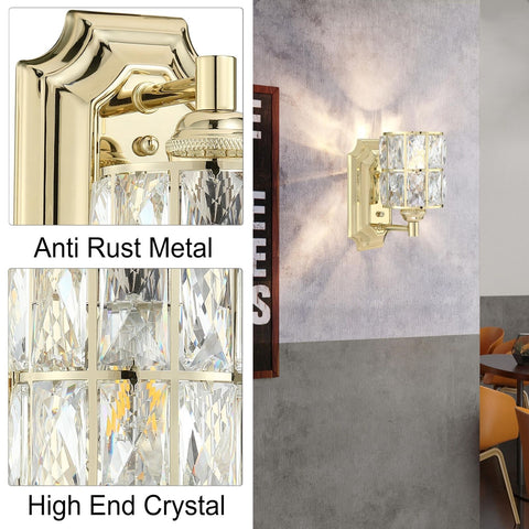 Doraimi Lighting 2 Pack 1 Light Crystal Wall Sconce Lighting with Champagne F...