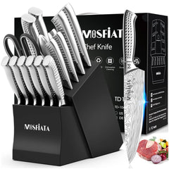 MOSFiATA Kitchen Knife Set, 17 Pcs Japanese Stainless Steel Knife Sets for Ki...