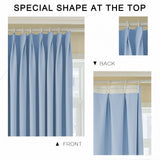 MUMFAS Sky Blue Pinch Pleat Curtain 52" W x 96" L Solid Thermal Insulated 90%...