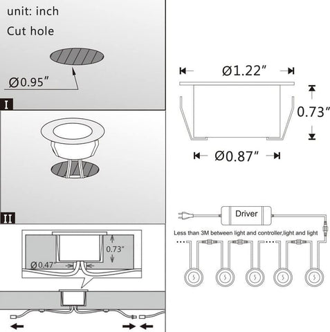 LED Deck Lights Kit, 20pcs &#934;1.22 WiFi Wireless Smart Phone Control Low Volt