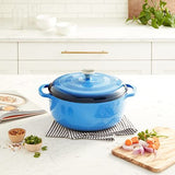 Lodge 7.5 Quart Enameled Cast Iron Dutch Oven with Quart, Caribbean Blue