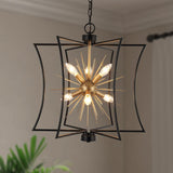 Durent Lighting Modern Black and Gold 6-light chandelier, &