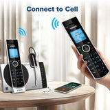 VTech Connect to Cell DS6771-3 DECT 6.0 Cordless Phone - Black, Silver, 6.9" ...