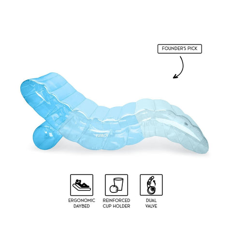 FUNBOY Giant Inflatable Luxury Tri-Color Blue Chaise Lounger, Chair Pool Floa...