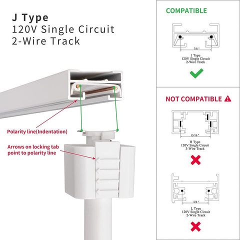 mirrea LED Track Lighting Heads Compatible with Single Circuit J Type Rail Ce...