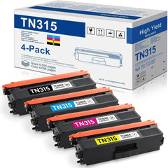 TN-315 BK/C/M/Y High Yield Toner Cartridge 4 Pack Compatible Replacement for ...