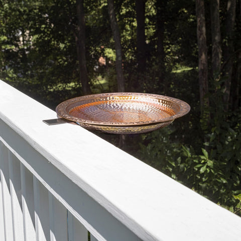 Good Directions Pure Copper Metal Bird Bath with Deck Mount for Railing, Larg...