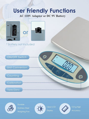 CGOLDENWALL Lab Scale 2000gX0.01 Gram High Precision Laboratory Balance Elect...