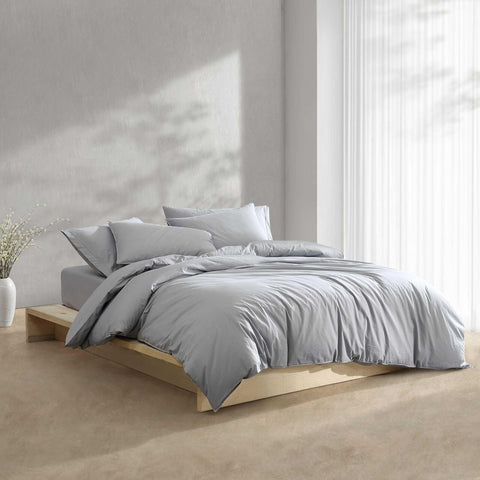 Calvin Klein - King Duvet Cover Set, Modern Cotton Washed Percale Bedding wit...