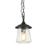 LOG BARN Outdoor Pendant Lights, Porch Fixture in Painted Black Metal with Cl...
