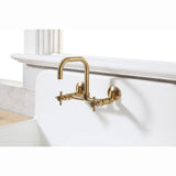 Kingston Brass Concord 8-Inch Adjustable Center Wall Mount Kitchen Faucet, Br...