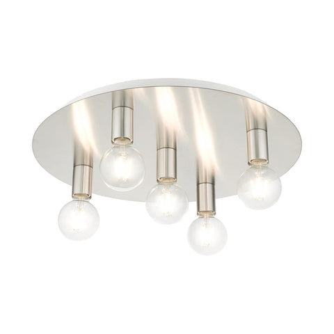 Livex Lighting Hillview 5 Light Brushed Nickel Ceiling Mount, 20 x 20 x 3.63