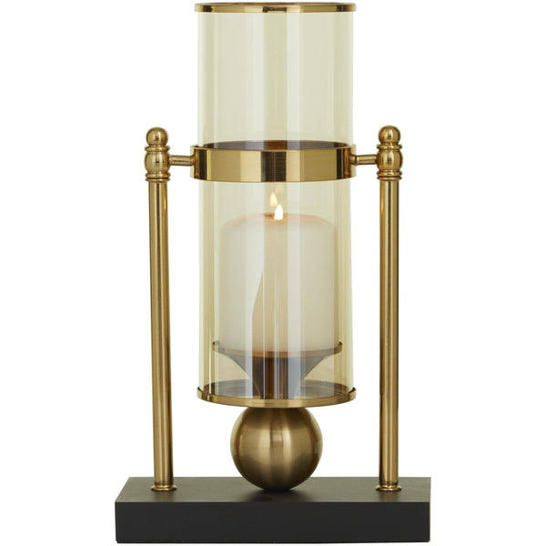 CosmoLiving by Cosmopolitan Metal Pillar Candle Holder with Metal Stand, 8" x...