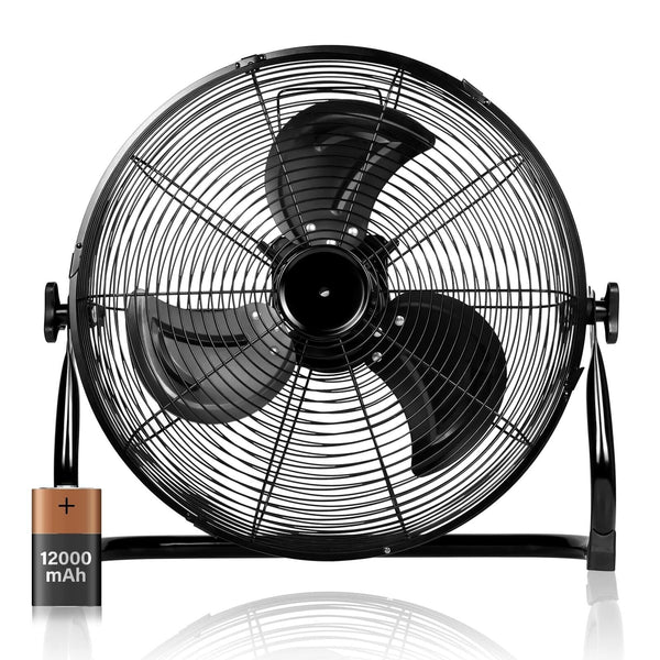 Simple Deluxe 12 Inch Battery Operated Floor Fan, Rechargeable Powered High V...