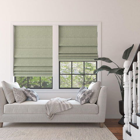 Sun Zero Preble Textured 100% Blackout Cordless Roman Shade, 31" x 64", Sage ...