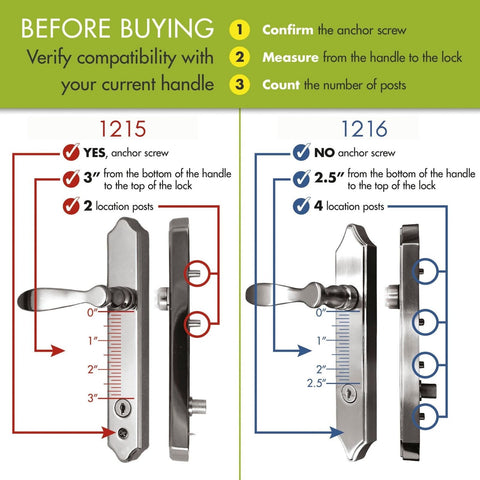 Ideal Security Door Lever with Deadbolt Lock for Out-Swinging Doors, Bright B...