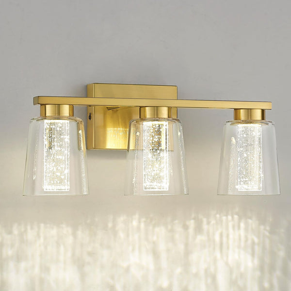 kudos Brushed Gold Vanity Lights for Mirror, 3-Light Bathroom Light Fixtures,...