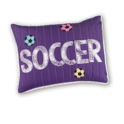 Lush Decor Girls Soccer Bedding - 4 Piece Quilt Set, Twin, Purple