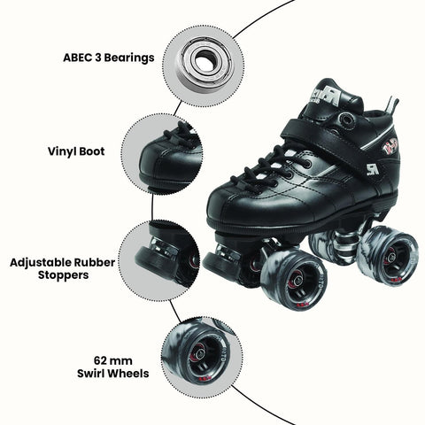 Sure Grip Rock GT50 Black Roller Skates - Unisex Indoor Skates for Men & Wome...