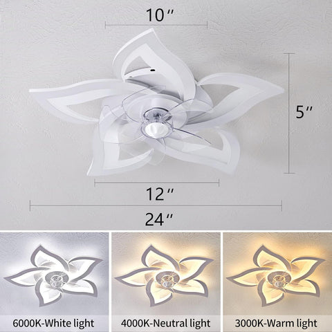 Dalouguan Flush Mount Ceiling Fan with Lights, Samll, 24"-Reversible-White