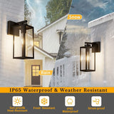 Tipace 2 Pack Outdoor Wall Lantern with Dusk to Dawn Sensor, Matte Black Sens...