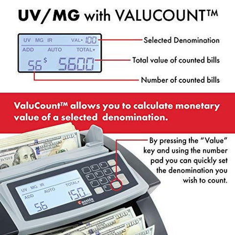 Cassida 5520 UV/MG - USA Money Counter with ValuCount, UV/MG/IR Counterfeit...