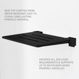 Seachrome 18 inch Silhouette Slimline Folding Wall Mount Shower Bench Seat, M...