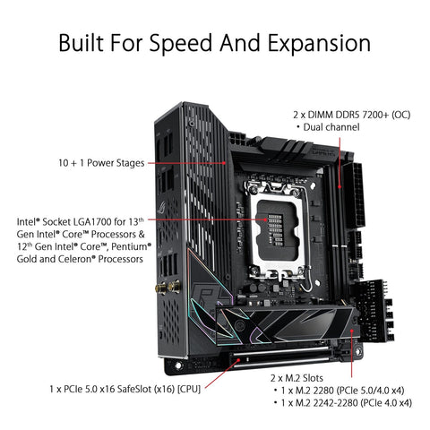 ASUS ROG Strix Z790-I Gaming WiFi 6E LGA1700 (Intel 14th,13th&12th Gen)mini-I...