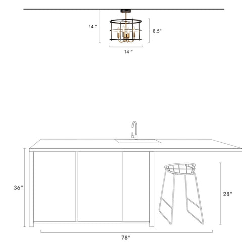 classy leaves Modern Semi Flush Mount Ceiling Light Fixture, 14 inch Drum Hal...