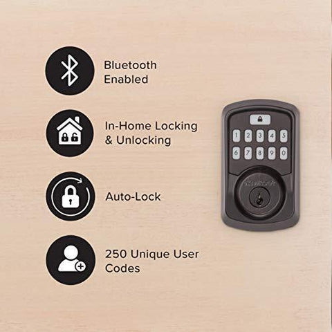 Kwikset 99420-002 Aura Bluetooth Programmable Keypad Door Venetian Bronze
