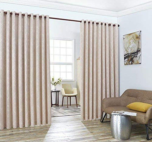 Linen Zone Ivory Beige Extra Wide Curtains for Wall Partition. Sliding Hangin...