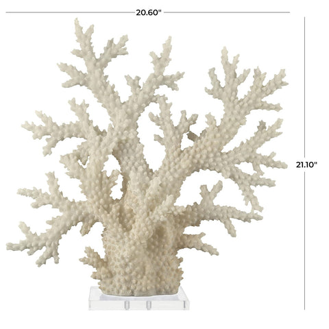 Deco 79 Polystone Coral Decorative Sculpture Home Decor Statue with Clear Acr...