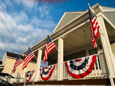 ROTERDON American Flag Bunting - 3x6 ft (6 PCS), Made in USA, Outdoor Patriot...