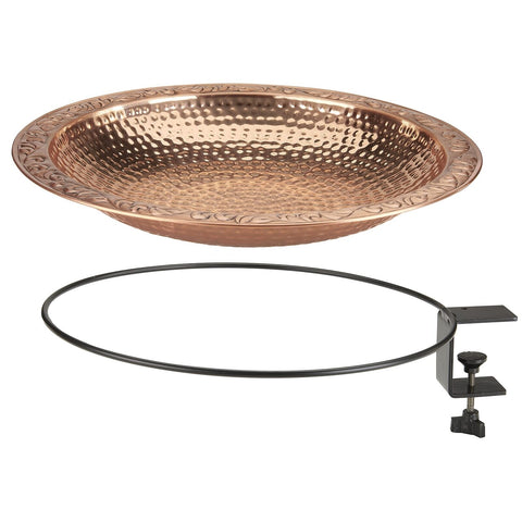 Good Directions Pure Copper Metal Bird Bath with Deck Mount for Railing, Larg...