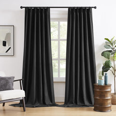 DUALIFE 2 Panels Pinch Pleated Blackout Curtains, Back Tab with Hooks, Extra ...