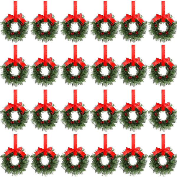 Lyrow 24 Pcs 23.6'' Christmas Wreath Bulk Christmas Kitchen Cabinet Wreaths w...