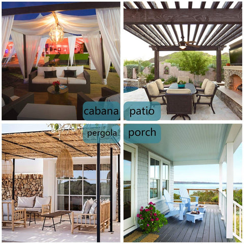 BONZER Waterproof Outdoor Curtains for Patio Porch Pergola Cabana Thick Priva...