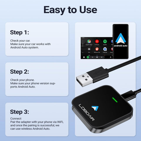 Android Auto Wireless Adapter for OEM Factory Wired Android Auto Cars, Plug &...