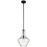 Kichler Everly 15.25" Kitchen Bell Pendant in Olde Bronze&#174;, 1-Light Clear S